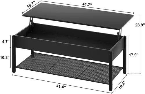 Miniatura 3 de Homieasy - Mesa de café, mesa de centro con tablero elevado y estante de almacenamiento con compartimento oculto, mesa moderna con tablero elevado