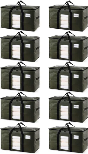 Miniatura 31 de TAILI - Bolsas de mudanza extra grandes, paquete de 10 bolsas negras resistentes para almacenamiento con ventana visible, asas envolventes