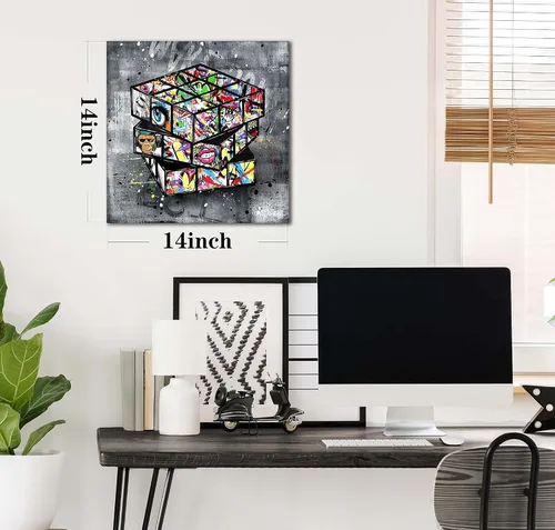 Miniatura 7 de SIXTTART Banksy - Lienzo de pared para dormitorio, arte de pared con graffiti callejero, pintura abstracta, arte pop, decoración moderna de pared