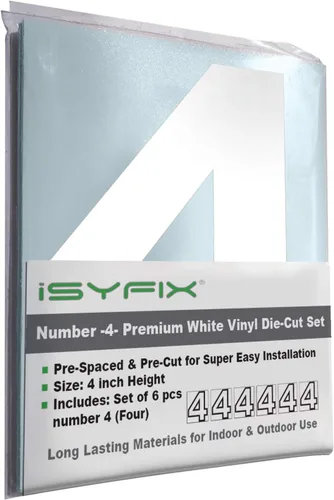 Miniatura 65 de iSYFIX - Calcomanías de vinilo blancas con número 0 (cero) - Juego de 6 unidades de 1.5 pulgadas autoadhesivas - Decalcomanías premium troqueladas
