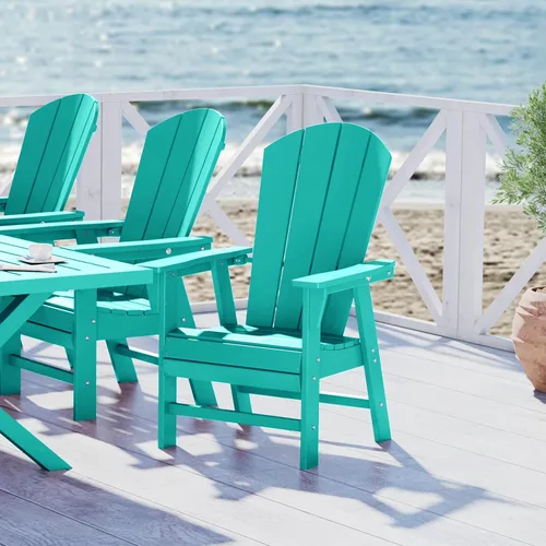 Miniatura 28 de WestinTrends Malibu Outdoor Patio HDPE Adirondack Silla de comedor para patio, color negro