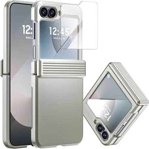 Miniatura 25 de CENMASO - Funda para Galaxy Z Flip 6/Z Flip 7 FE con protección de bisagra y protector de pantalla integrado, funda ultrafina de cuerpo completo a