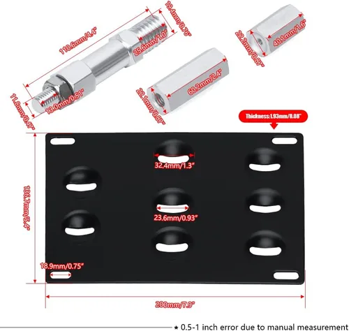 Miniatura 4 de PTNHZ Soporte de Placa de Matrícula de Gancho de Remolque de Parachoques Delantero de Aluminio Compatible con BMW F-Series 11-on F30 F31 F10 F11 F07