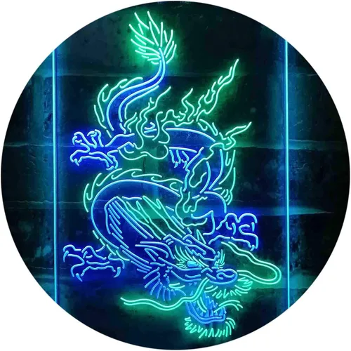 Miniatura 20 de ADVPRO Hombre Dragón Chino Cueva Garaje Tatuaje Dual Color LED Neon Sign Azul y Rojo 8 x 12 pulgadas st6s23-i3780-br