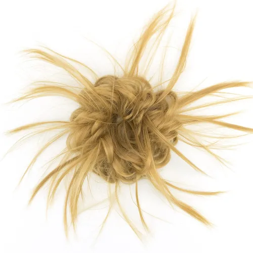 Miniatura 5 de IMISSU 2 piezas de moño de cabello desordenado, extensión de coleteros falsos, ondulados, rizados, para mujeres y niñas (2 unidades rubio ceniza)