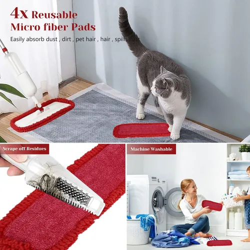 Miniatura 3 de Mopa pulverizadora para limpieza de pisos, mopa de microfibra húmeda y seca con 4 almohadillas lavables, botella recargable de 22.1 onzas líquidas