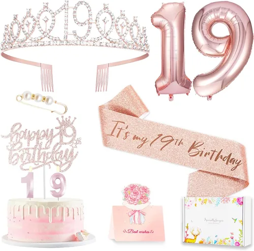 Miniatura 23 de Decoraciones de cumpleaños número 20 para mujer, banda y corona de cumpleaños, decoración de pastel y velas, globos de números, regalos de 20