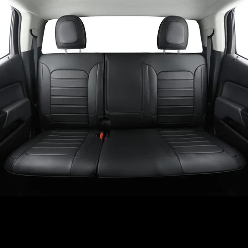 Miniatura 5 de LUCKYMAN CLUB Fundas de asiento Chevy Colorado para camión de trabajo Crew Cab Z71 LT ZR2 2015-2022 con piel sintética (negro)