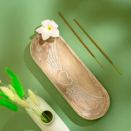 Miniatura 4 de Soporte de incienso tallado a mano, quemador de incienso, colector de cenizas, bandeja de madera hecha a mano, regalo moderno para decoración