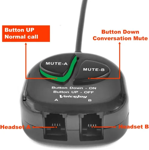 Miniatura 2 de VoiceJoy Adaptador de entrenamiento de teléfono Y Splitter+2 botones de silencio para auriculares para Nortel Meridican, Norstar, Avaya, Ashtra