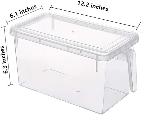 Miniatura 4 de Contenedores de almacenamiento de plástico cuadrados organizadores de almacenamiento de alimentos, organizador apilable para refrigerador