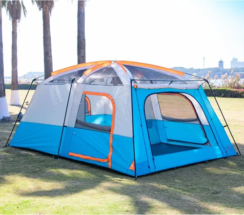 Miniatura 6 de KTT Extra Large Tent 10-12-14 Person(Style-B),Family Cabin Tents,2 Rooms,3 Doors and 3 Windows with Mesh,Straight Wall,Waterproof,Double Layer,Big