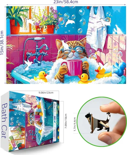 Miniatura 2 de Rompecabezas de 500 piezas para adultos, divertido rompecabezas de dibujos animados coloridos con letras en la parte posterior, bañera de pato