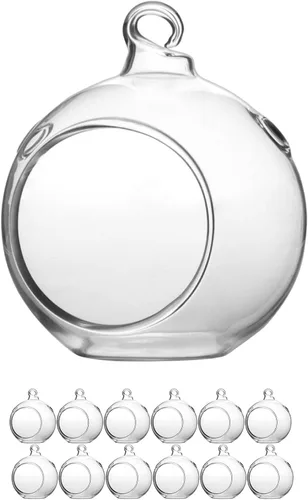Miniatura 8 de WGV Globo de terrario colgante, ancho 5 pulgadas, altura 6 pulgadas, maceta de aire para suculentas, florero de vidrio transparente con parte