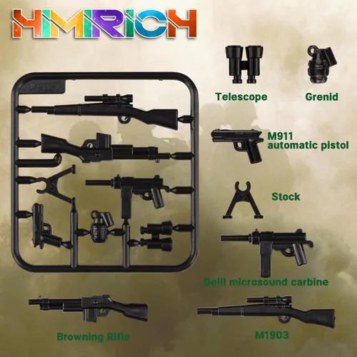 Miniatura 3 de Paquete de armas militares, 24 piezas de accesorios del Reino Unido, kits de juguetes, equipo del ejército, armas de la Segunda Guerra Mundial