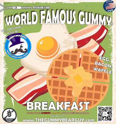Miniatura 3 de The Gummy Bear Guy Gomitas de fama mundial (TM) Gummy Meal - Desayuno - 4 piezas, Hecho en los Estados Unidos - Cereza, mango, piña, plátano