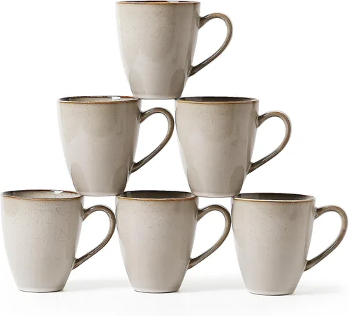 Miniatura 16 de MONITO Juego de 6 tazas de café de 14 onzas, modernas tazas de café de cerámica grandes con asa para té/latte/leche/cacao, divertidas tazas de té