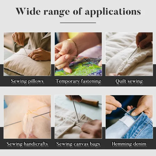 Miniatura 6 de Paquete de 20 agujas de coser largas, agujas largas para manualidades, agujas de costura de ojos grandes, agujas de muñeca de 6.8 pulgadas/6.9 in
