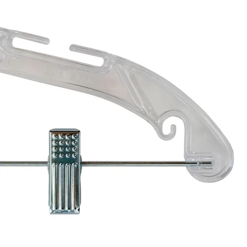 Miniatura 3 de Nahanco 500RCHU - Colgador de plástico transparente tradicional con muescas y ganchos para tirantes y clips delicados, tamaño pequeño, uso