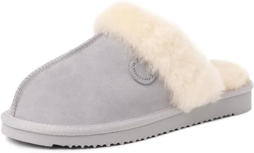 Miniatura 110 de Dearfoams Fireside Sydney Pantuflas anchas de piel de oveja para mujer, para interiores y exteriores
