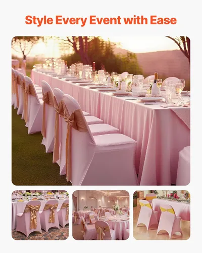 Miniatura 97 de VEVOR 150 fundas blancas para sillas de poliéster y elastano, fundas elásticas para bodas, fiestas, comedor, banquetes, sin pinzas, 150