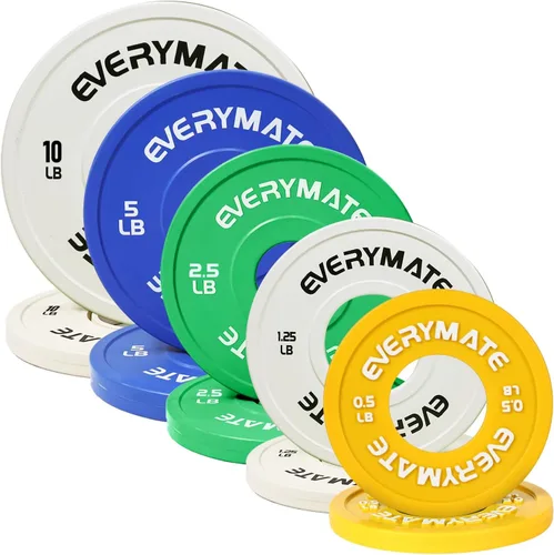 Miniatura 8 de EVERYMATE Placas de Peso Fraccional - Discos de Carga Olímpicos con Relleno para Entrenamiento Cruzado - Inserción de Acero - 1.25LB, 2.5LB, 5LB 2
