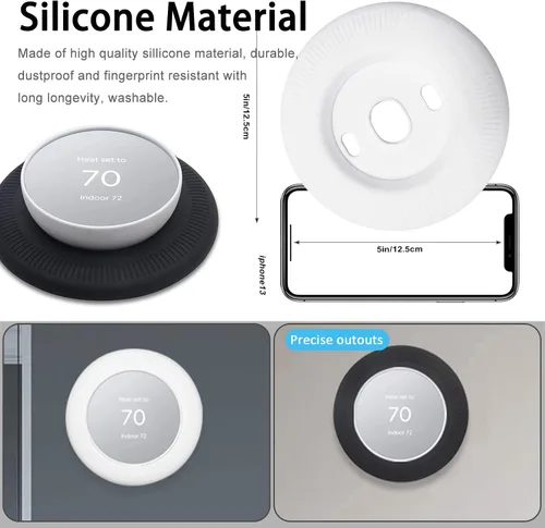 Miniatura 4 de Miimall Compatible con el kit de ajuste de termostato Google Nest, cubierta de placa de pared de termostato de silicona para huellas dactilares