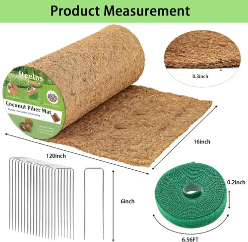 Miniatura 2 de Rollo grueso de fibra de coco, 120 x 16 pulgadas, revestimientos de coco natural para macetero, cesta de flores, hojas de fibra de coco, alfombra