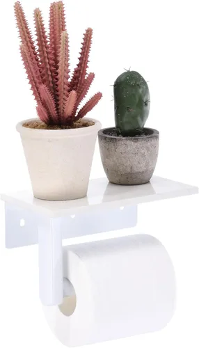 uxcell Soporte de papel higiénico con estante de mármol, SUS304 de acero inoxidable montado en la pared, soporte para rollo de papel higiénico para