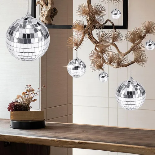 Miniatura 5 de Paquete de 30 bolas de discoteca de espejo, decoraciones de mini bola de discoteca, adornos de bola de espejo reflectantes, pequeñas bolas