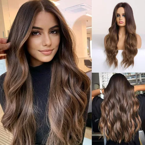 Miniatura 9 de HAIRCUBE Pelucas largas onduladas para mujer, peluca de pelo sintético para uso diario