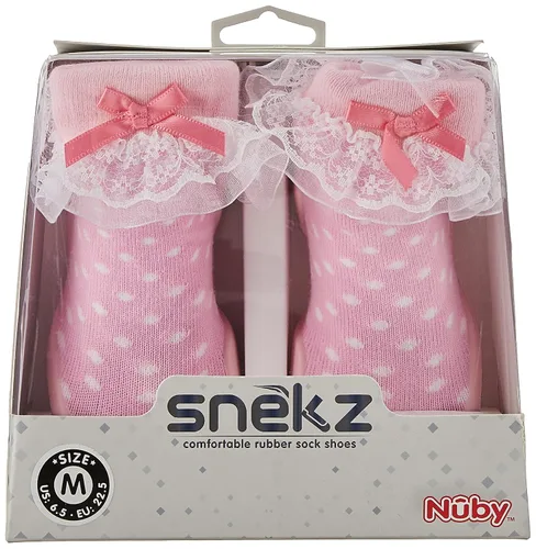 Miniatura 17 de Nuby Snekz - Zapatos cómodos de suela de goma para primeros pasos, lunares rosados, talla S, 7-14 meses