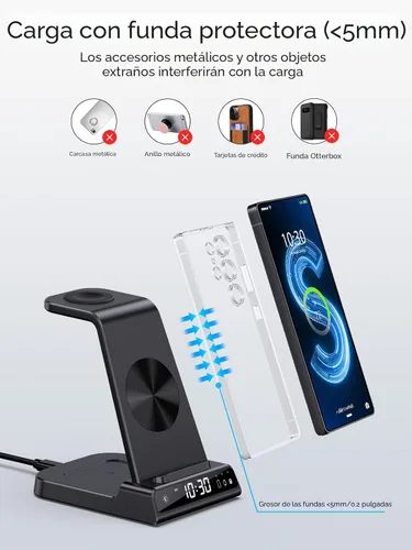 Miniatura 4 de Cargador inalámbrico para estación de carga Samsung con reloj para Samsung Galaxy S25 Ultra/S24 Ultra/Z Flip 7/Fold 6/Bud, estación de carga Android