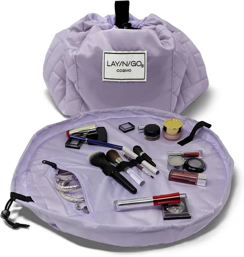 Miniatura 32 de Lay-n-Go Cosmo Layflat - Organizador de cosméticos y maquillaje con cordón y bolsillo con cremallera, bucles para cepillos y más, se ajusta