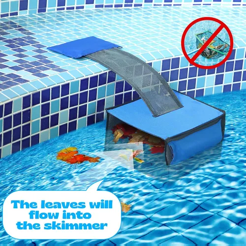 Miniatura 2 de Atrapa hojas de piscina 2 en 1 con rampa de escape para salvar animales, limpiador desnatador de red flotante para hojas para limpieza de superficie