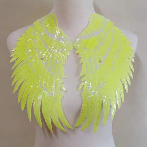 Miniatura 9 de 1 par de parches de lentejuelas de alas de ángel doradas y plateadas para ropa, parche bordado para planchar, apliques de accesorios de Navidad