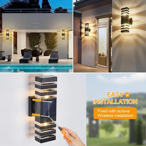 Miniatura 6 de Lámpara de pared con sensor de movimiento para exteriores, luces de porche arriba y abajo, moderna, del atardecer al amanecer, aplique exterior