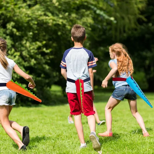 Miniatura 6 de Leitee Juego de 20 dinosaurios de fieltro, 10 colas y 10 máscaras de dragón para recuerdos de fiesta de dinosaurios para niños pequeños, fiesta