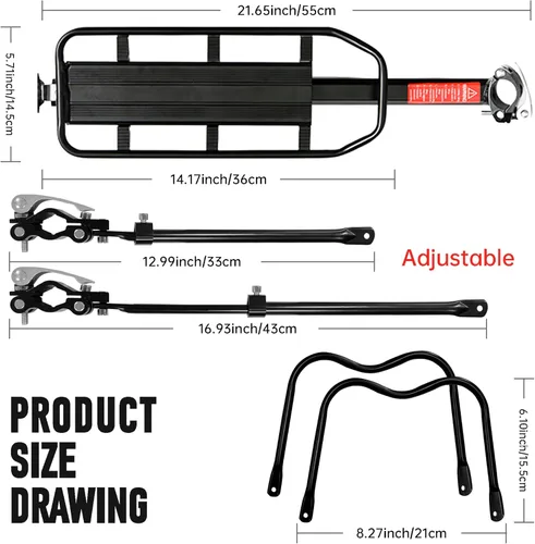 Miniatura 5 de Rear Bike Bicycle Cargo Rack, Aluminum Alloy Rear Bike Pannier Rack for Back of Bike Carrier Rack with Quick Release Mountain Road Bicycle Rear