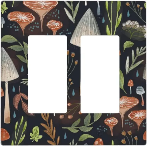 Miniatura 94 de Cubierta decorativa para interruptor de luz, diseño de pájaros y flores florales en blanco y negro, 2 bandas, cubierta decorativa para pared, placa