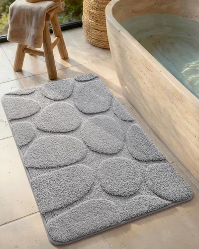 Miniatura 25 de Color&Geometry Alfombra de baño verde de 17 x 30 pulgadas, alfombra de baño de microfibra absorbente y esponjosa a cuadros, alfombra de ducha