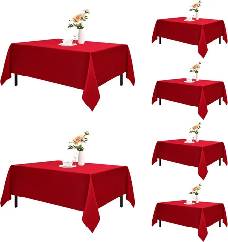 Miniatura 50 de Romanstile Mantel rectangular de poliéster, paquete de 2 manteles rectangulares de 60 x 84 pulgadas, resistentes a las manchas y a las arrugas, Negro