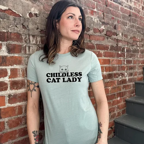 Miniatura 15 de Cute Women's Screen Printed Crew Neck Tee, Shirts With Sayings, Dusty Blue or Olive