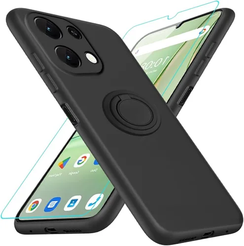 Miniatura 12 de Funda compatible con Blackview Shark 6/Oscal Tiger 8 con protector de pantalla, soporte de anillo giratorio de 360°, TPU a prueba de golpes, funda