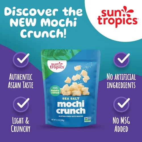 Miniatura 5 de Sun Tropics Mochi Snack Bites, sal marina, sin lácteos, sin gluten, 3.5 onzas (paquete de 12)