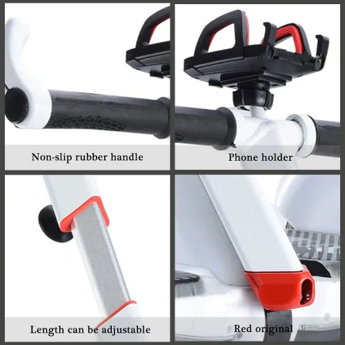 Miniatura 4 de ToLanbbt Extensión de manillar con barra para la rodilla para Segway Ninebot Mini PRO con soporte para teléfono (Blanco)