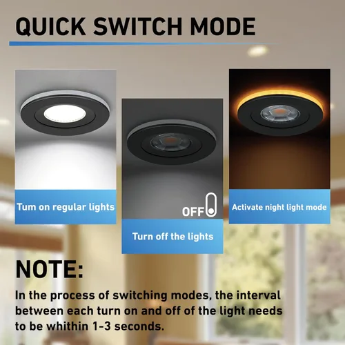 Miniatura 2 de KnLnny Ware Luces empotradas con cardán negras de 4 pulgadas con luz nocturna, paquete de 6, luces empotradas con cardán sin carcasa con caja