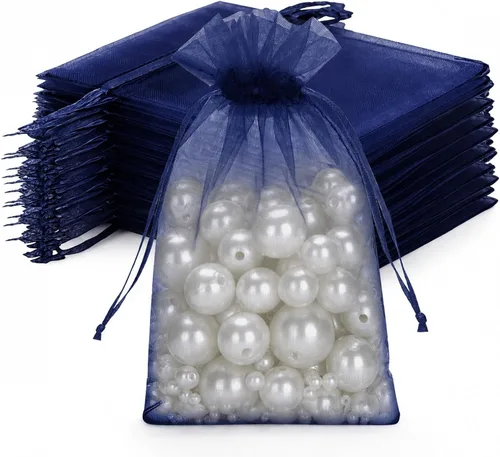 Miniatura 16 de Joycraft 50 bolsas de organza, bolsas de tul transpirables doradas de 4 x 6 pulgadas con cordón, bolsa de malla transparente para recuerdos de boda