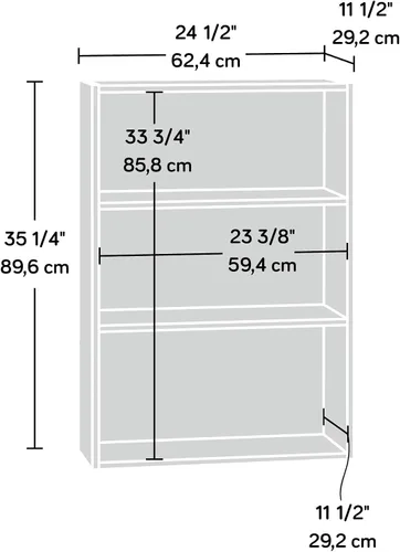 Miniatura 3 de Sauder Beginnings - Librero de 3 estantes, estantería con estantes de almacenamiento ajustables, en acabado de madera media Cinnamon Cherry