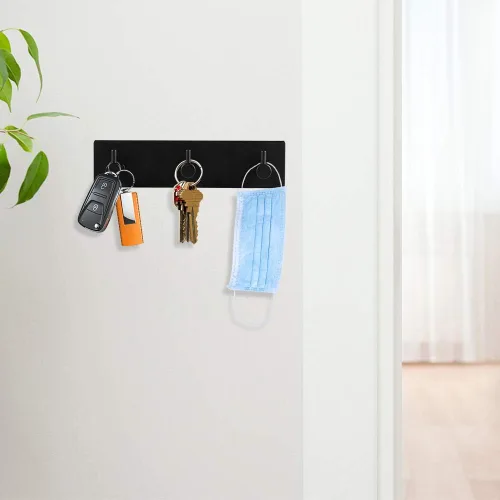 Miniatura 4 de Picowe Soporte para llaves decorativo de pared, ganchos adhesivos de acero inoxidable, organizador de llaves para pared, gancho para toallas